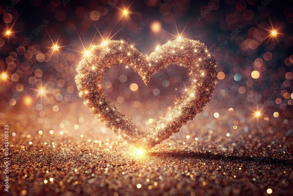 Poster heart on sparkling background with a low angle view of a valentine heart