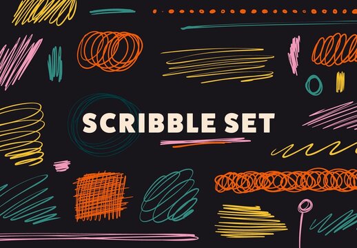 Set of Vector Hand Drawn Scribble Elements