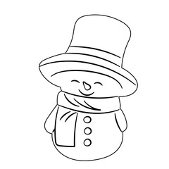 cute snowman, outline, sketch, vector