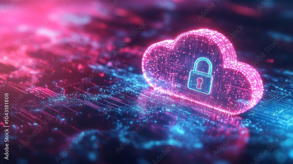 Leinwandbilder cloud security services. data protection and cybersecurity in cloud computing