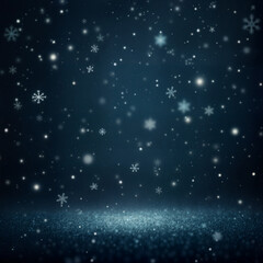 Fototapeta premium Starry Winter Night: A Magical Christmas Illustration Featuring a Snowy Sky Filled with Twinkling Stars and Snowflakes, Blending the Beauty of the Universe with the Festive Spirit of the Holiday