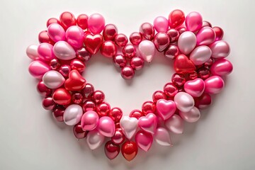 Obraz premium Heart-shaped balloons forming a large heart on white background