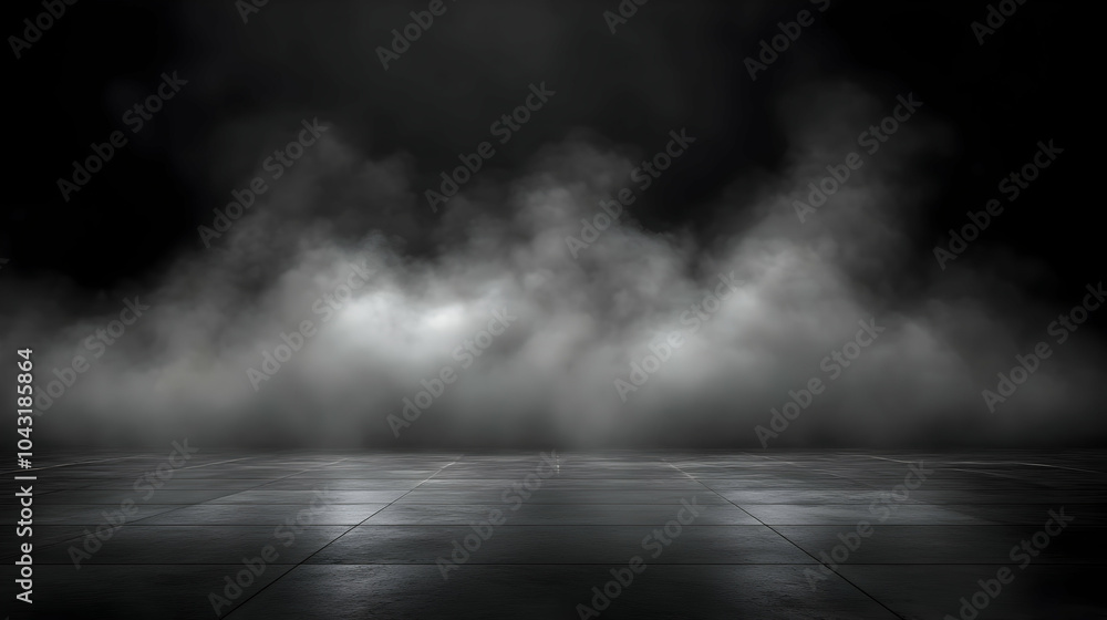 Poster dark floor with fog abstract background