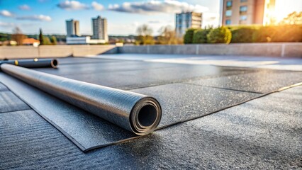 Heating and melting bitumen roofing felt during flat roof installation