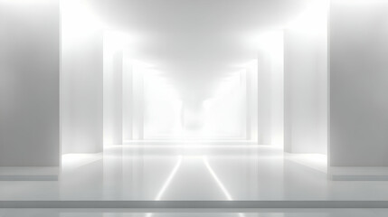 White Hallway 3D Rendering