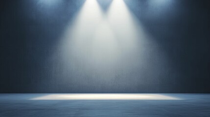 Obraz premium Values alignment framework presented in a high-tech seminar, minimalistic stage, spotlight on speaker, deep shadows and cool tones