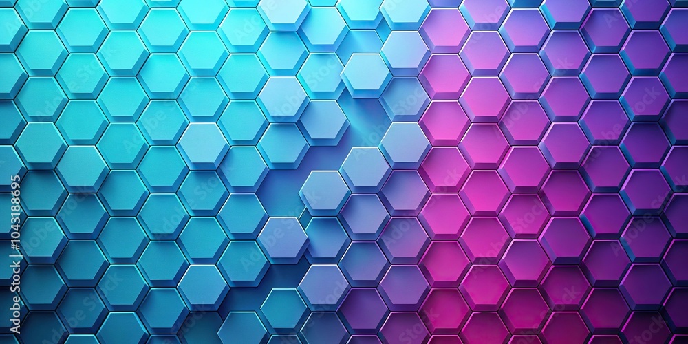 Poster hexagonal gradient background with abstract hexagon shapes and silhouettes