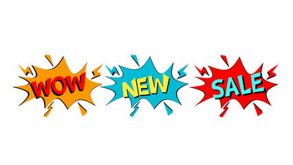 Set of sale, new, boom Explosion sticker marketing label vector design  © Artmoreink