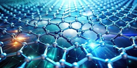 Obraz premium Hexagonal molecular grid pattern on nanotechnology background