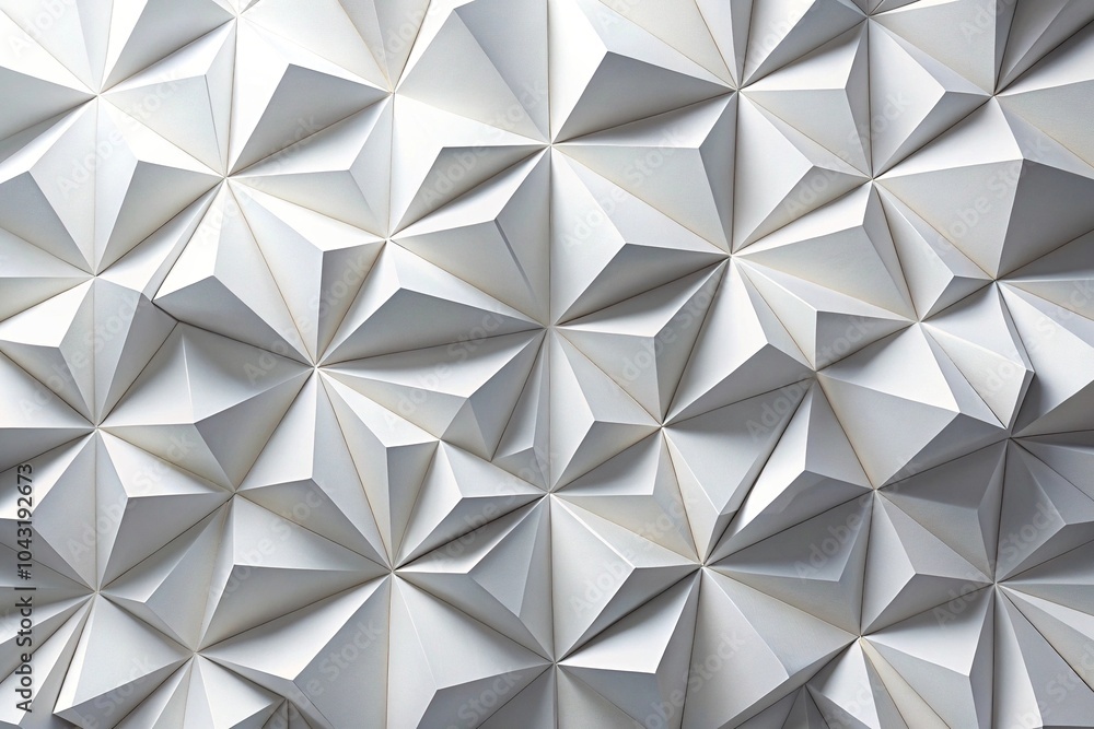 Poster high angle abstract white geometric texture background with folded and faceted shapes