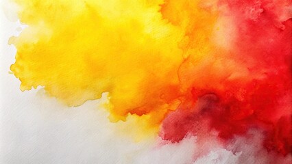 Fototapeta premium High angle abstract yellow red watercolor on white gray background