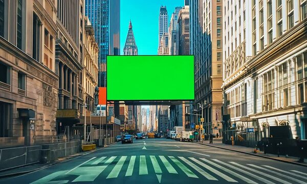 Green Screen Billboard in a City Street.