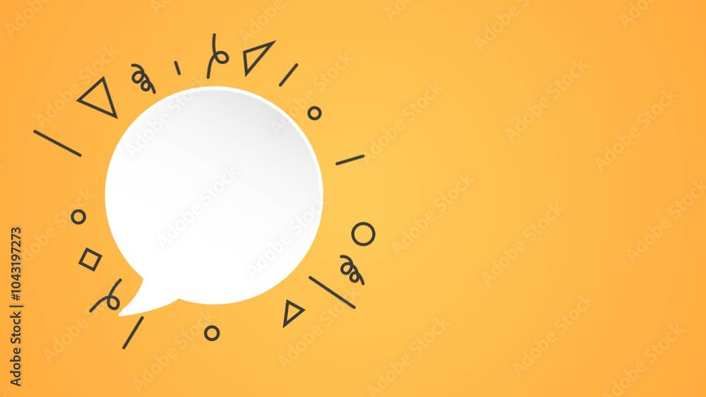 Poster speech bubble background with copy space. message banner in yellow colors animation.