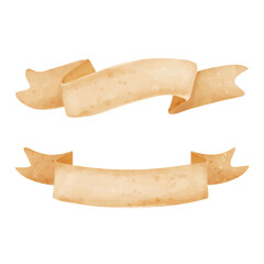 Cute blank banner template with ribbon. Watercolor vector set of vintage banner ribbons.Copy space