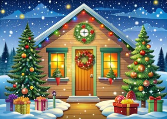 Christmas Open House Clip Art for Festive Celebrations and Invitations