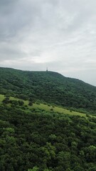 Zobor mountain in Nitra, Slovakia. Aerial drone photo.
