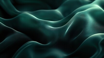 Fototapeta premium Dark emerald green background with soft, flowing abstract shapes and gentle shadowing