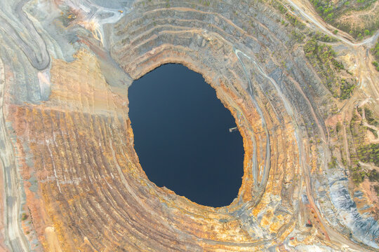 Aerial view of the expansive Rio Tinto mine in Spain