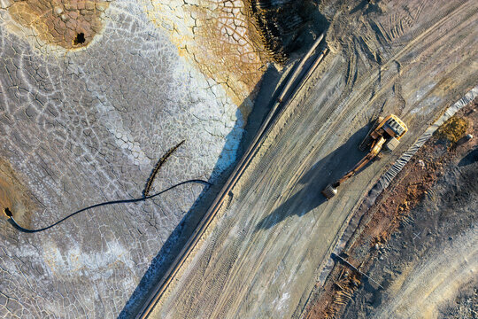 Aerial view of Rio Tinto mine operations in Huelva, Spain
