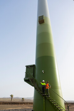 Disabled inspector working at a wind turbine site