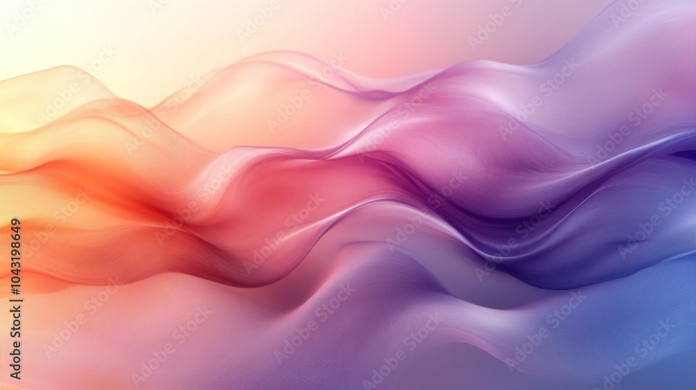 Poster smooth gradient waves with soft transitions in warm pastel colors