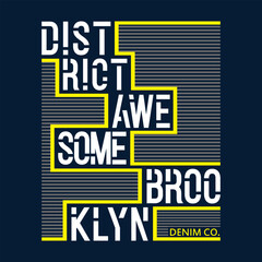 urban awesome brooklyn, graphic tee typography design, trendy apparel print, illustration vector art, letter style	