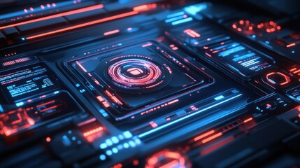 Obraz premium Sci-fi inspired holographic interface elements floating over a transparent background with soft neon highlights