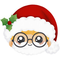 Cute Santa Claus with Vintage Style Big Round Glasses