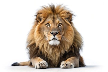 Regal lion silhouette on white background