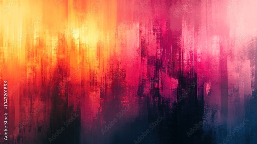 Poster abstract blend of vivid colors and digital glitch effects, creating a visually striking and modern b