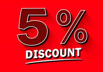 5 percent off discount,  black friday advertising panel, 5% discount notice label, discounted product sale promotion