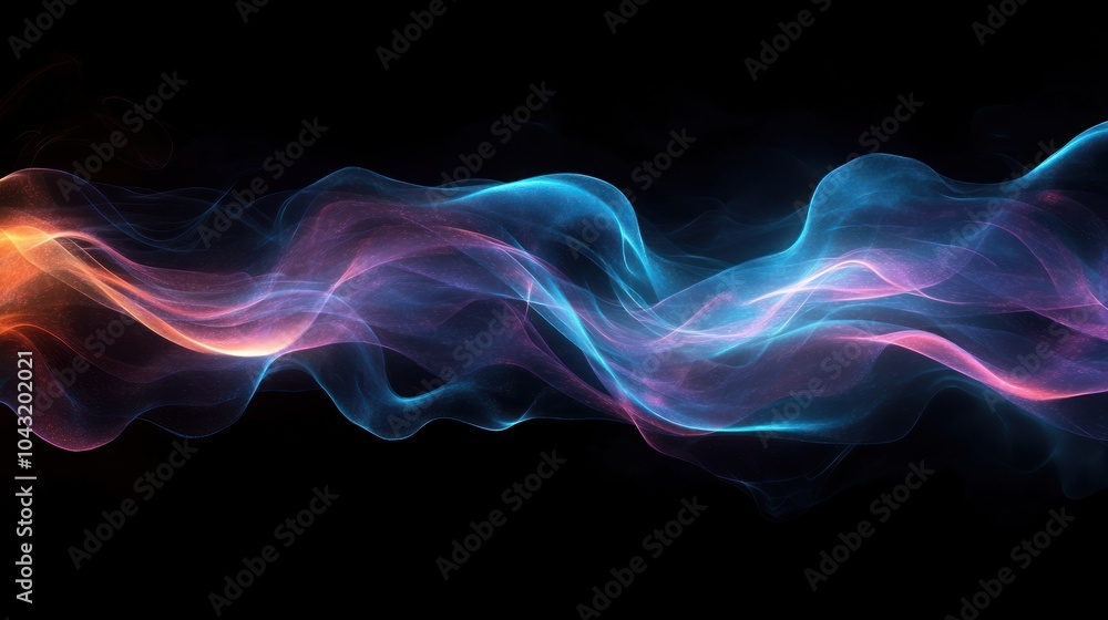 Poster black background with soft, abstract glowing lines in a subtle pattern for a modern, digital look