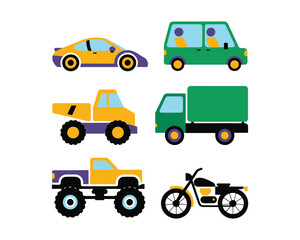 Automobile and Vehicle Icon Set Vector Illustration