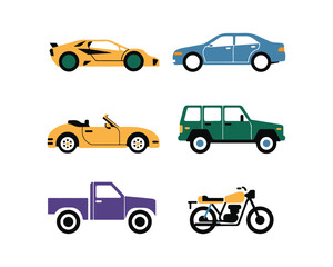Automobile and Vehicle Icon Set Vector Illustration