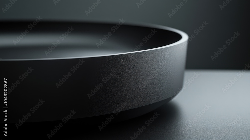 Poster matte black surface with smooth, barely-there curves creating a minimalistic, sophisticated feel
