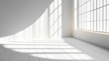 Pure white background with a single, softly curved shadow for an ultra-minimalist, clean atmosphere