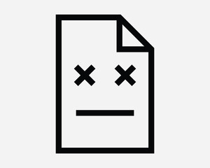 Fototapeta premium File Problem Issue Corrupted Damaged Damage Folder Document Emoji Dead Virus Deleted Corrupt Sheet Paper Sign Icon Shape Outline Black White Vector