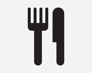 Fork Knife Kitchen Utensil Dinner Cutlery Food Restaurant Menu Cafe Canteen Breakfast Lunch Eat Dining Dine Sign Icon Shape Outline Black White Vector