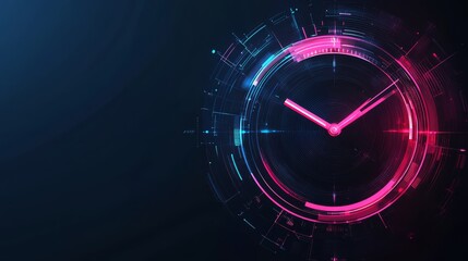 Time is of the Essence: A digital clock with a vibrant, futuristic glow, symbolizing the relentless passage of time and the importance of efficiency and productivity.