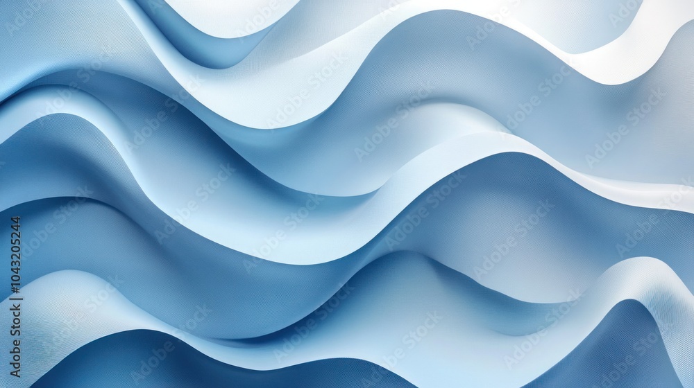 Poster subtle blue and white gradient with light shadowed curves and abstract wave elements for a clean, co