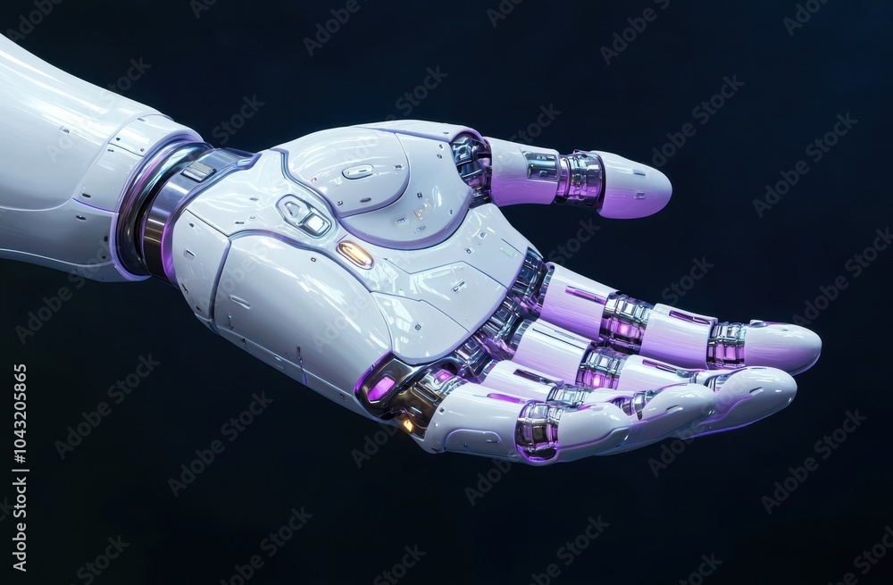 Poster futuristic 3d render of a robot hand with open palm showcasing advanced technology and artificial in