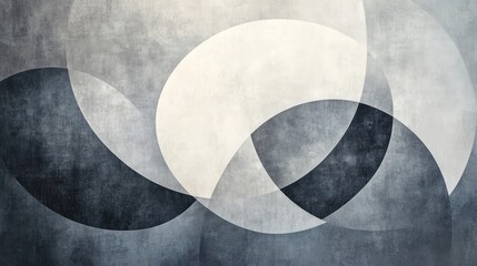 Abstract overlapping circles in light grey and white on a plain background, emphasizing simplicity