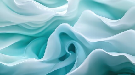 Obraz premium An abstract background with fluid shapes that mimic the movement of water, featuring gradients of turquoise and soft white. 