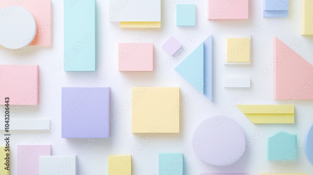Poster pastel geometry: a minimalist and modern abstract background featuring an assortment of pastel-color