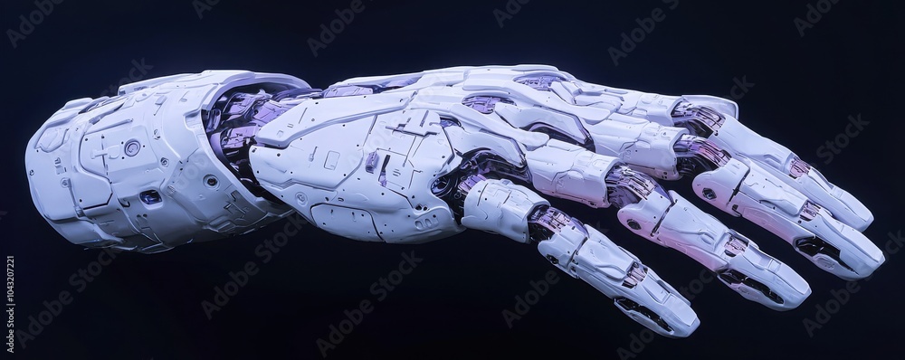 Poster 3d render of a futuristic robot hand with extended palm showcasing advanced technology and innovatio