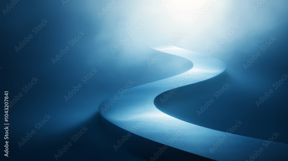 Poster the path ahead: a winding concrete path stretches into a luminous, abstract future, symbolizing the 
