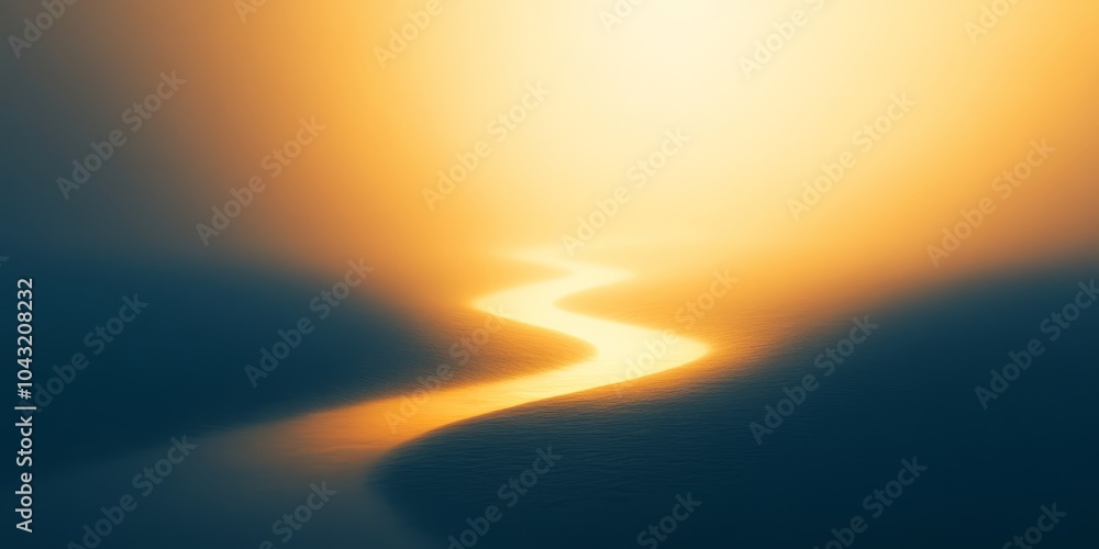 Poster abstract problem-solving concept, path leading to a bright light, clean background, space for text o