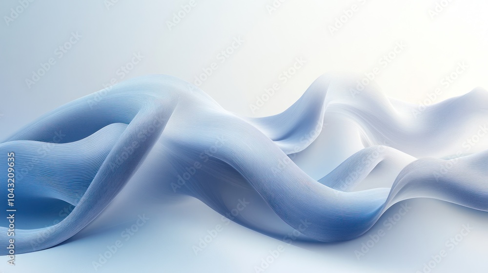 Poster subtle blue and white gradient with light shadowed curves and abstract wave elements for a clean, co