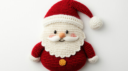 Fototapeta premium santa claus toy, Santa face, knitting, Christmas knit decoration, smiling Santa claus
