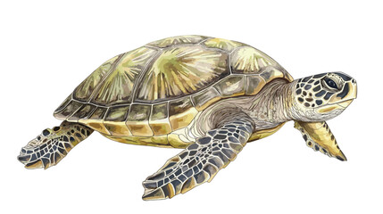 Obraz premium Sea turtle watercolor isolated on white background. Ocean underwater animal painting vector illustration